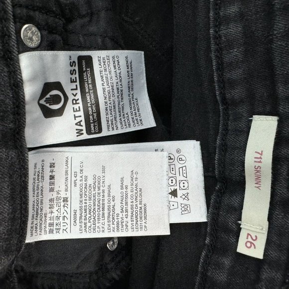 Levi's Womens 711 Skinny Black Denim Jeans Stretch Cotton Blend Size 26 - Picture 7 of 7